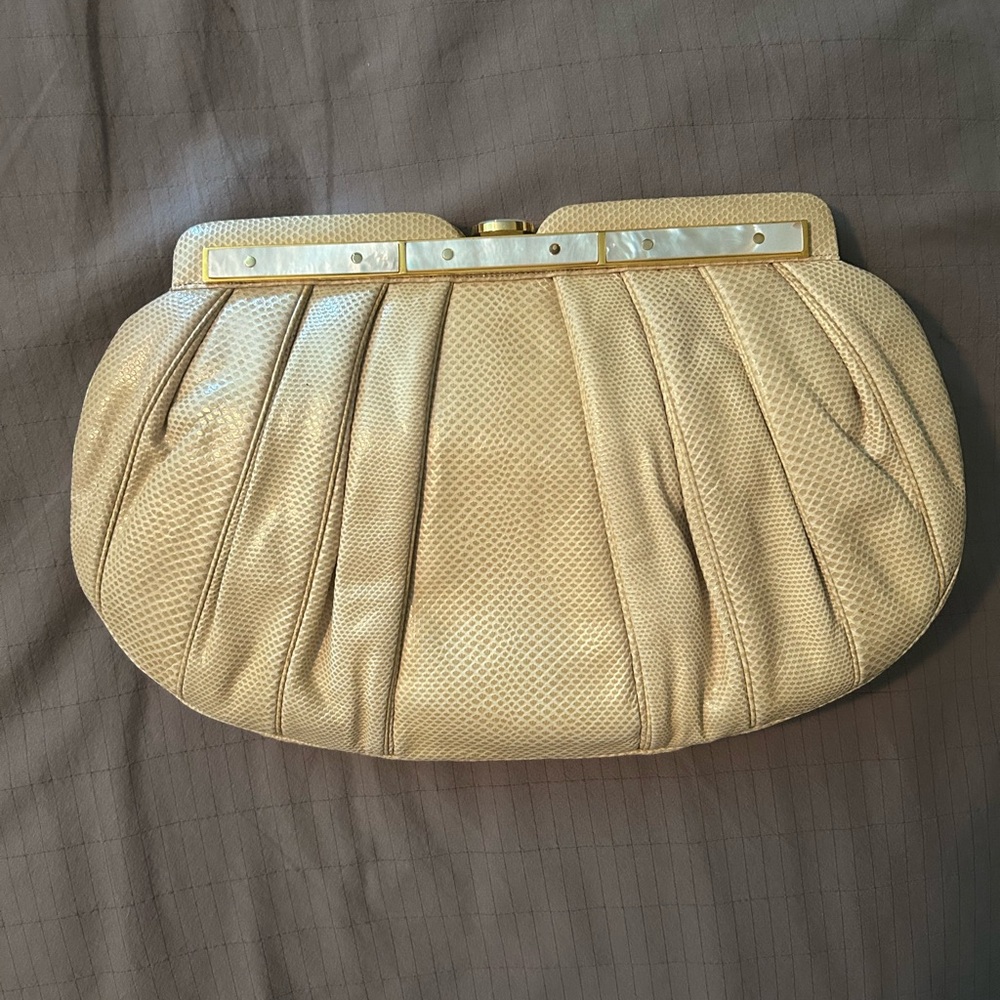 Judith Lieber Cream Clutch Bag